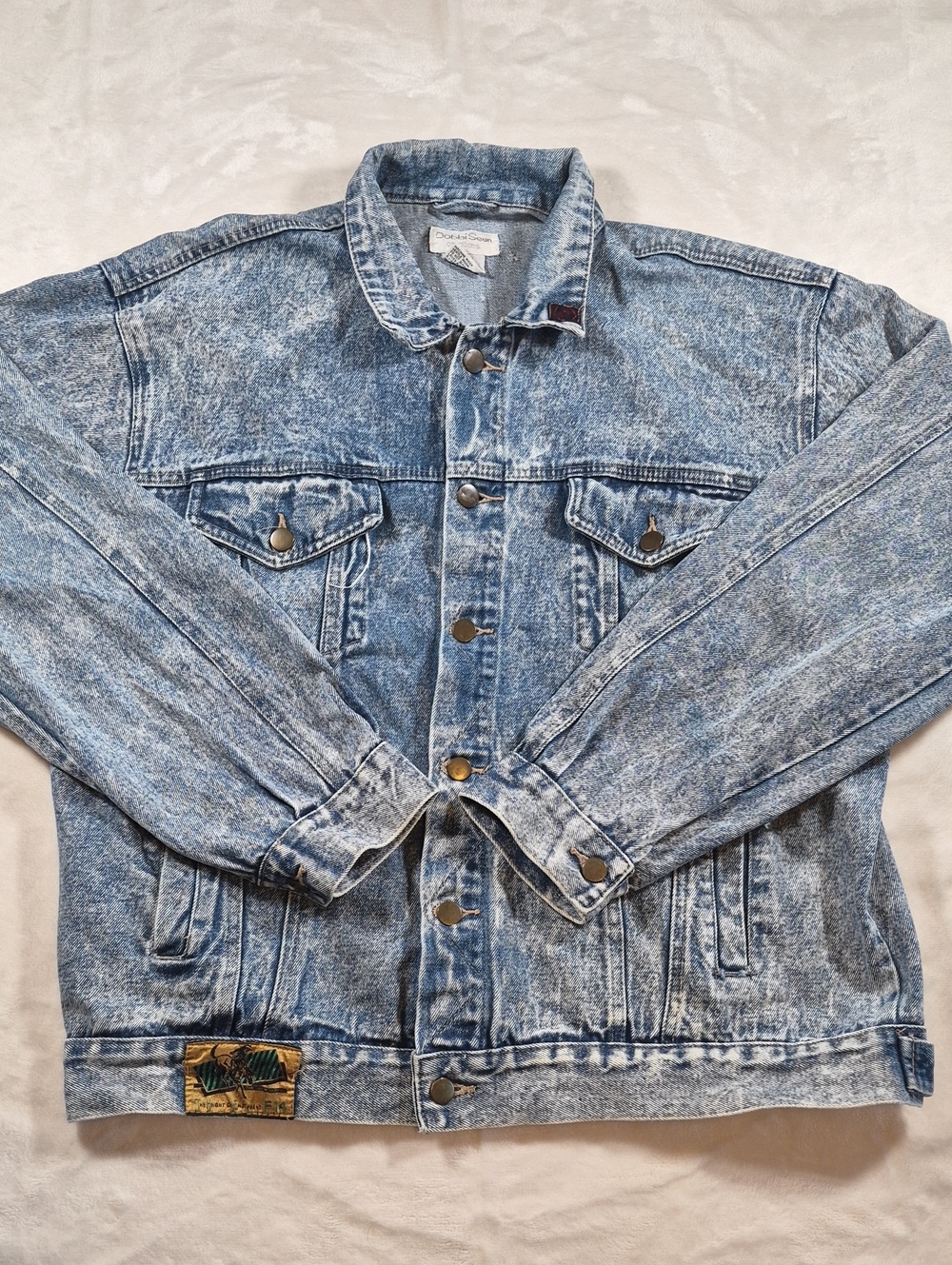 Light Blue Acid Wash Denim Bomber Jacket - Men's Casual